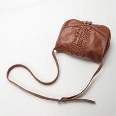 Salina leather saddle crossbody bag with embroidery details and tassel - tan via Treasures-Design