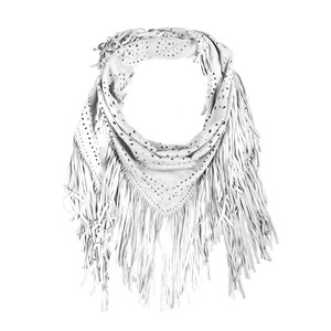 Milla - small suede fringe shawl with studs - white / custom color from Treasures-Design