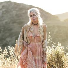 CHISTA FRINGE SHAWL - POWDER BEIGE via Treasures-Design