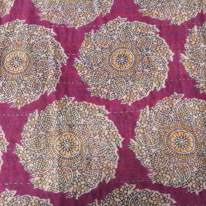Cotton sari kantha scarf | dori from Tulsi Crafts