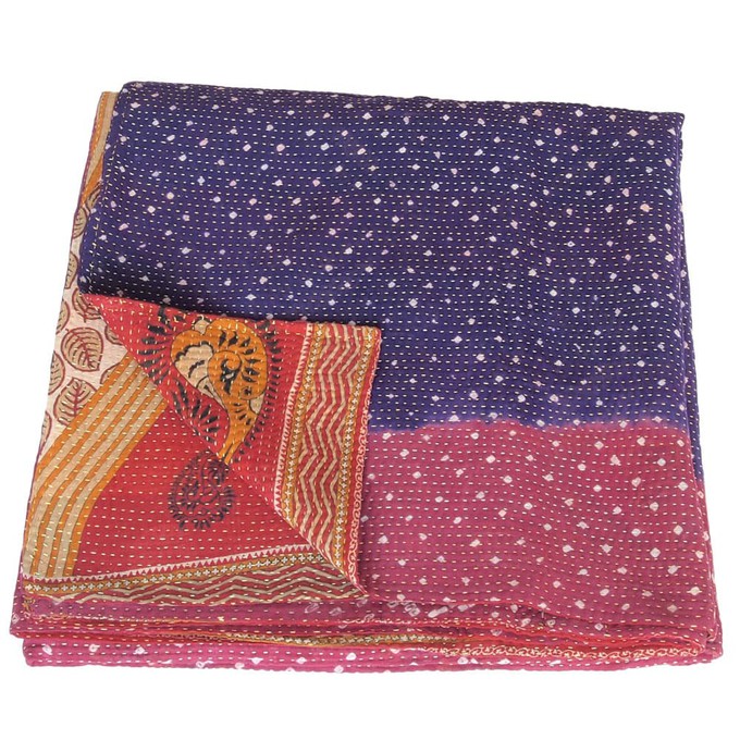 Cotton sari kantha blanket big | tyara from Tulsi Crafts