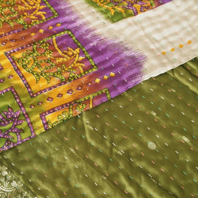 Silk sari kantha blanket | roma from Tulsi Crafts