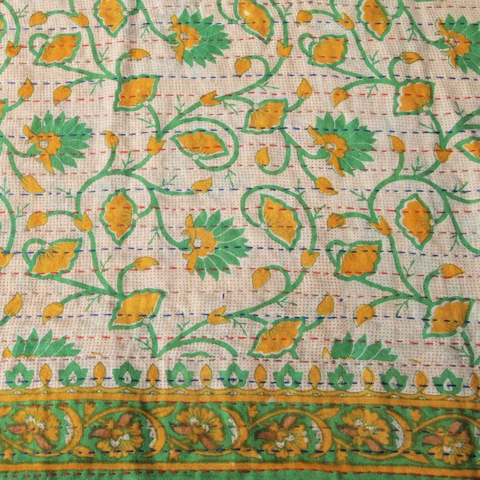 Cotton sari kantha scarf | halade from Tulsi Crafts