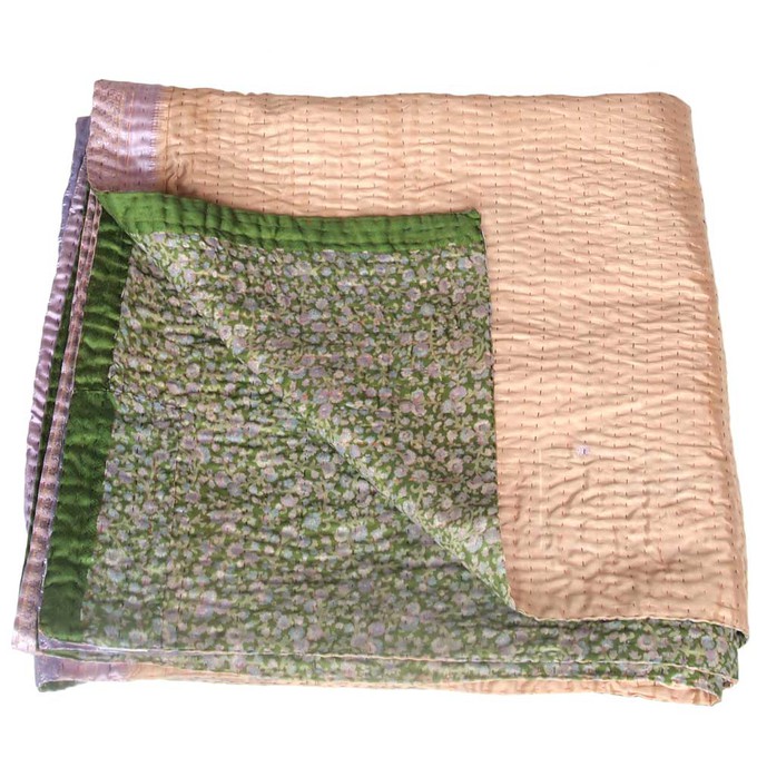 Silk sari kantha blanket big | macha from Tulsi Crafts