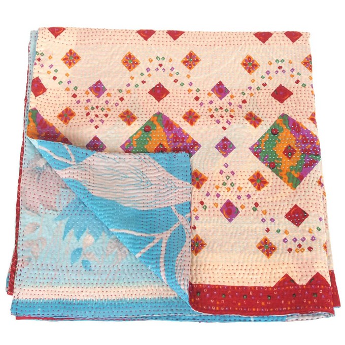 Silk sari kantha blanket | rana from Tulsi Crafts