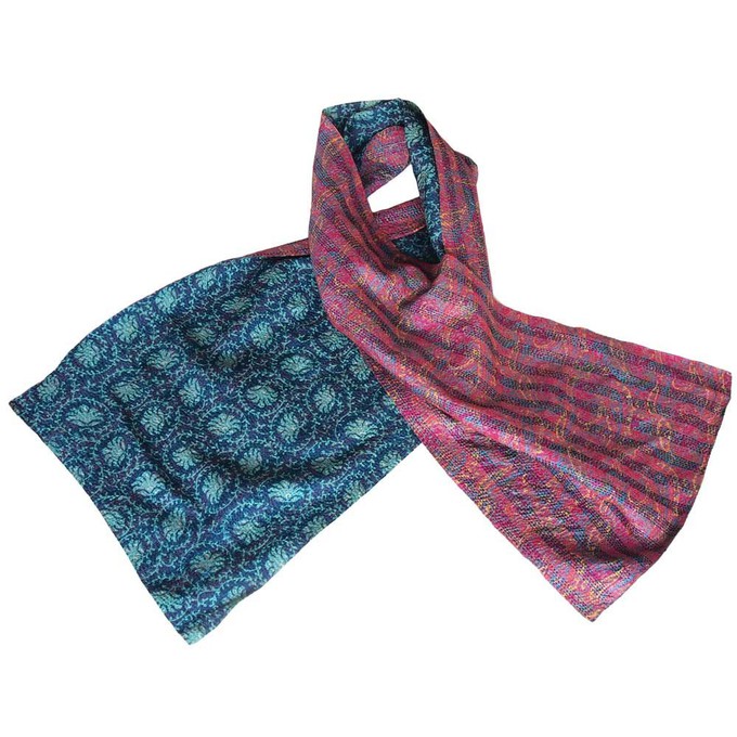 Silk sari kantha scarf big | sindhu from Tulsi Crafts