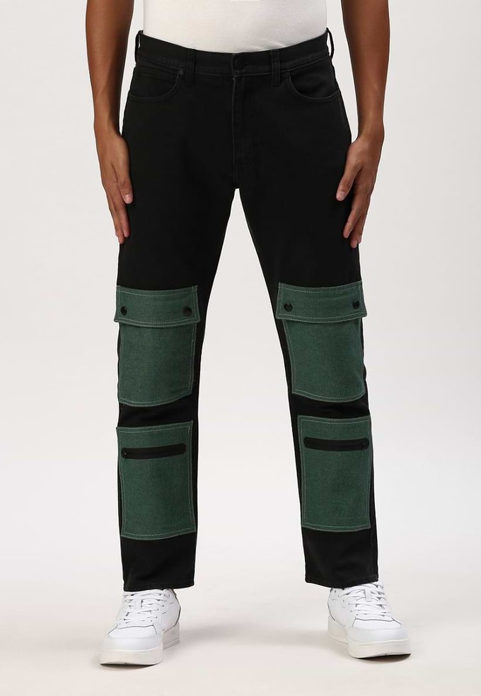 Re.Street Multi-Pocket | Schwarze, mittelhohe, gerade Jeans from Un Denim