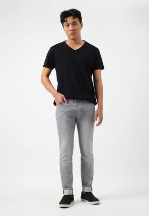 UnWaste-Versprechen | Graue Skinny-Jeans mit mittelhohem Bund from Un Denim