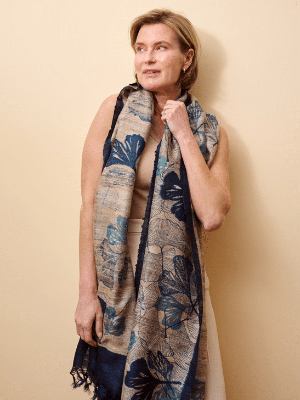 Tussar Silk Scarf Ava Blue from Urban Medley