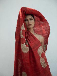 Tussar Silk Scarf Ava Red via Urban Medley
