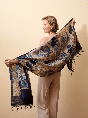 Tussar Silk Scarf Ava Blue from Urban Medley