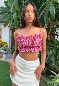 Pink Chiffon Bustier Crop Top via Urbankissed