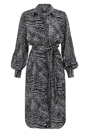 Belted Shirt Dress Midi - Black & White from Urbankissed