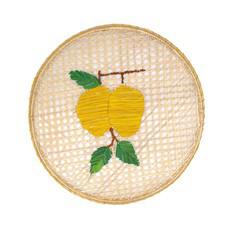 Set x 4 Natural Straw Woven Yellow Lemon Fruits Round Placemats via Urbankissed