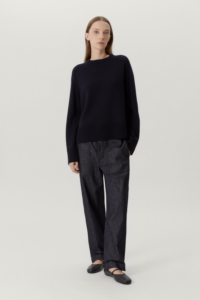 The Merino Wool Boxy Sweater - Oxford Blue from Urbankissed