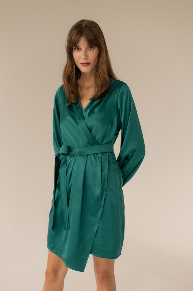 Cocktail Wrap Dress Dark Green from Urbankissed