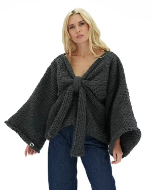Chunky Bow Sweater - Dark Grey from Urbankissed