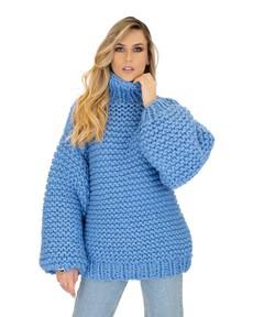 Turtle Neck Sweater - Blue via Urbankissed