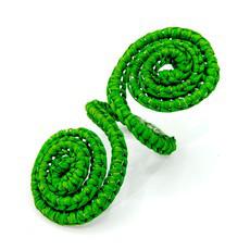 Set X 4 Woven Natural Iraca Straw Green Spiral Napkin Rings via Urbankissed