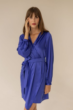 Cocktail Wrap Dress Deep Blue from Urbankissed