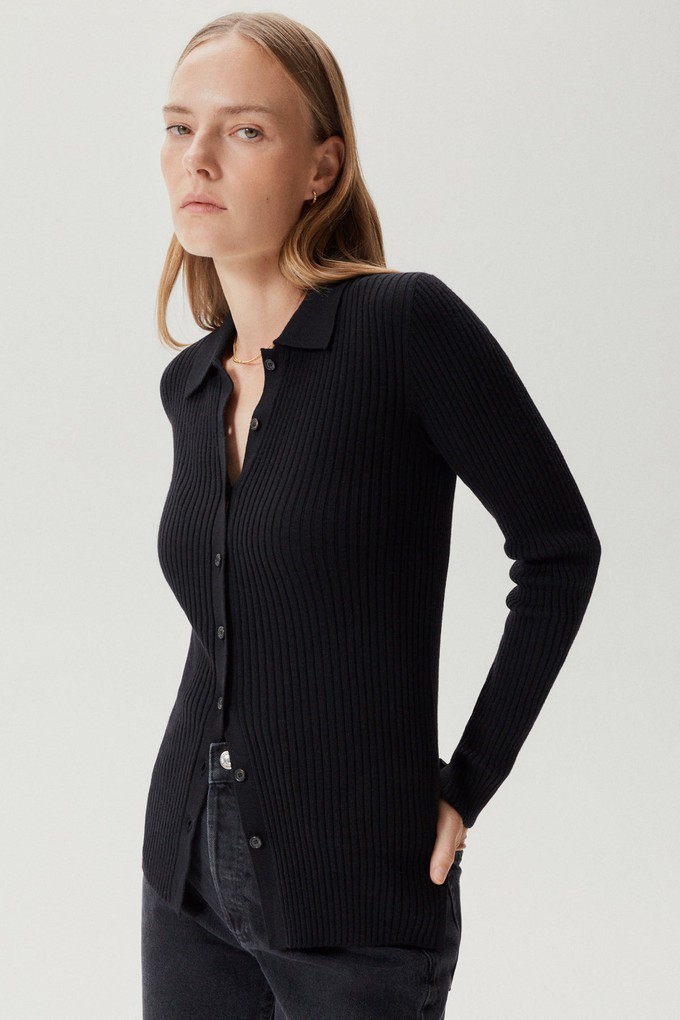 The Merino Wool Ribbed Shirt - Black from Urbankissed