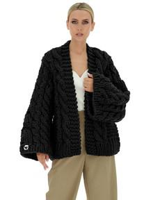 Cable Knit Cardigan - Black via Urbankissed
