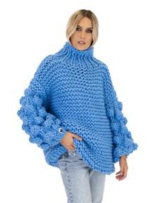 Bubble Sleeve Sweater - Blue via Urbankissed