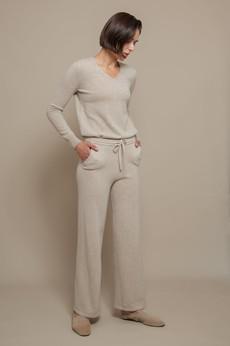 Joan Sand - Wide-leg Knit Tousers from Urbankissed