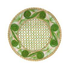 Set x 4 Natural Straw Woven Green Spiral Round Placemats via Urbankissed