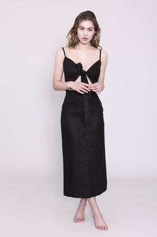 The Annie - Linen Crop Top - Black from Urbankissed