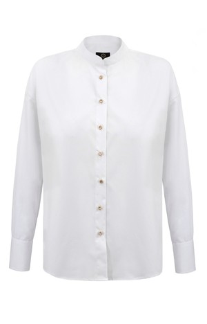 Stand Up Collar White Shirt from Urbankissed