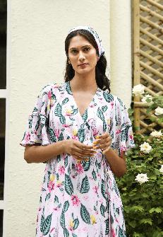 Wrap Floral Dress - White & Green via Urbankissed