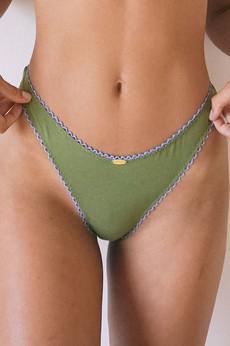 Bamboo High Cut Thong - Green via Urbankissed