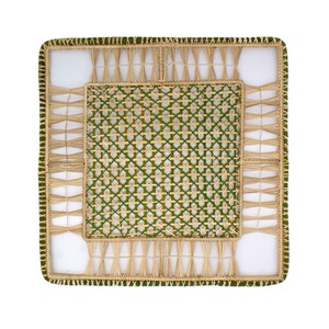 Square Placemats Natural Straw Woven Green (Set x 4) from Urbankissed