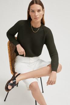 The Linen Cotton Ribbed Sweater - Military Green via Urbankissed