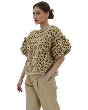 Bow Sleeve Sweater - Beige from Urbankissed