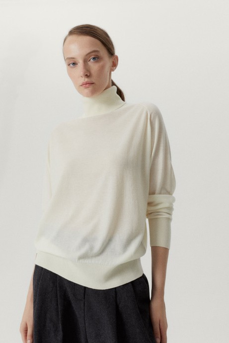 The Ultrasoft Wool Relaxed Roll-neck - Natural White from Urbankissed