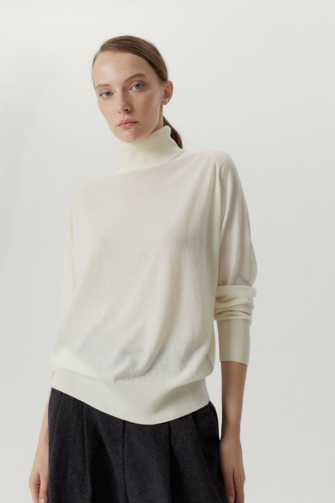 The Ultrasoft Wool Relaxed Roll-neck - Natural White from Urbankissed