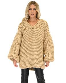 Oversized V-Neck Sweater - New Gold from Urbankissed