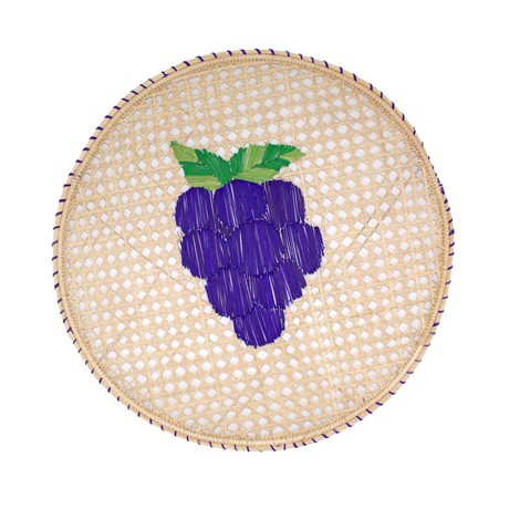 Round Placemats Natural Straw Woven Fruit Grapes (Set x 4) from Urbankissed