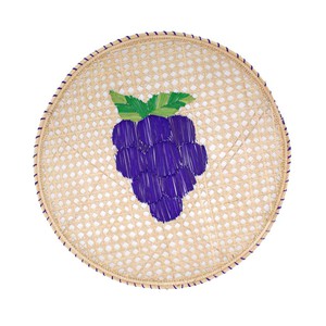Round Placemats Natural Straw Woven Fruit Grapes (Set x 4) from Urbankissed