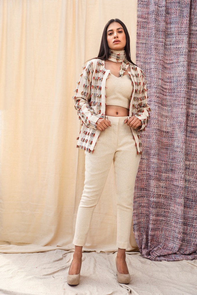 Fringed Handwoven Blazer from Urbankissed