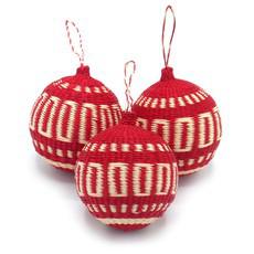 Red Patterned Christmas Tree Baubles Pack of 3 via Urbankissed