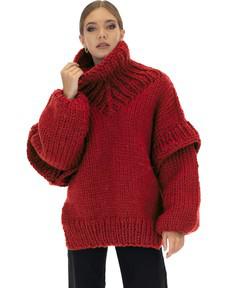 Turtle Rolled Neck Sweater - Red via Urbankissed