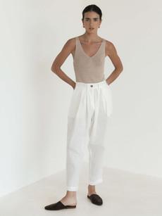 Tapered Suiting Linen Trouser White via Urbankissed