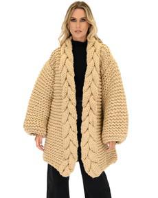 Cable Knitted Coat - New Gold via Urbankissed