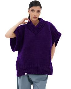 V-neck Poncho Sweater - Purple via Urbankissed