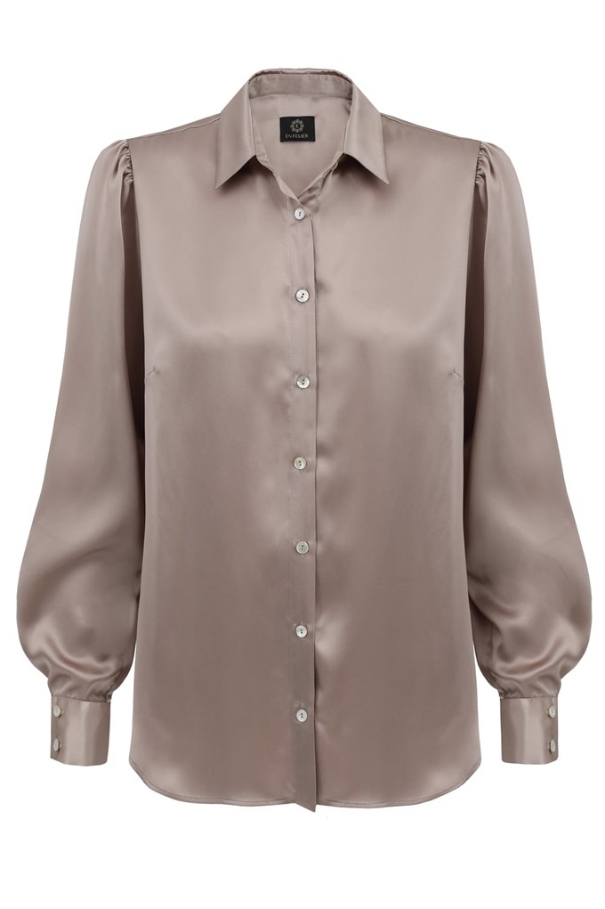 Silk Satin Shirt Women - Taupe from Urbankissed