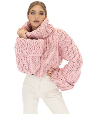 Crop Turtle Neck Jumper - Pink from Urbankissed