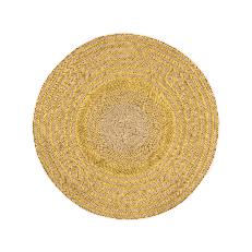 Round Placemats Natural Straw Woven Gold (Set x 4) via Urbankissed